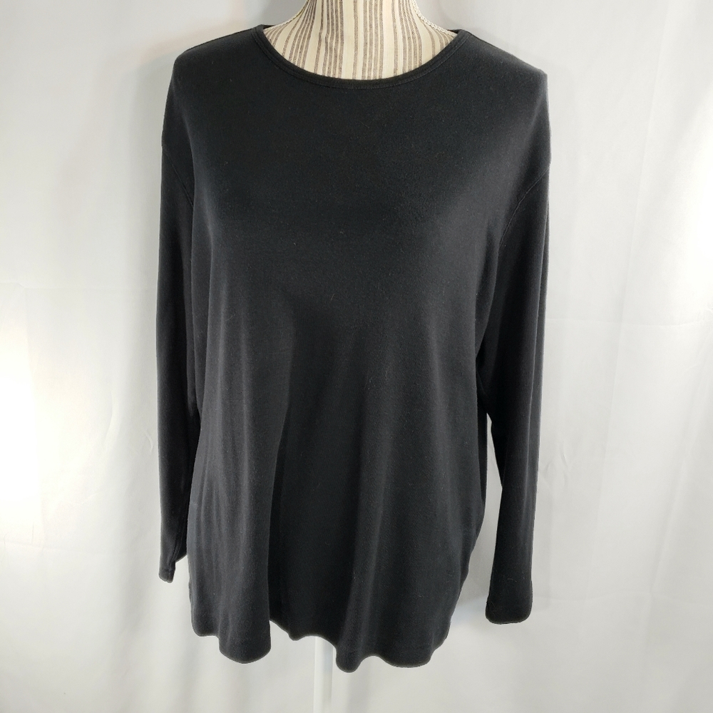 Preswick & Moore Long Sleeve Black Top Plus Size 1X